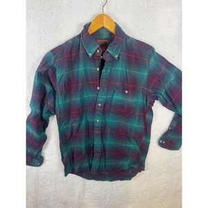 High Sierra Mens Plaid Flannel Button Up Shirt‎ Medium Green Red Casual